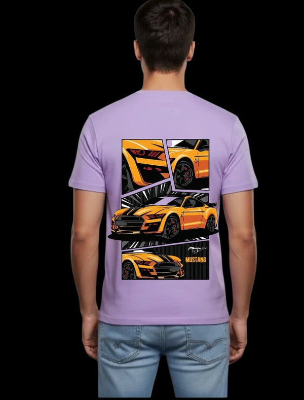 Light purple Cotton T-shirt With Mastang Print