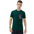 Dark Green Cotton T-shirt With Over Top Print