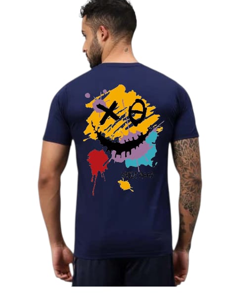 Blue Cotton T-shirt With Best Quality DTF Print