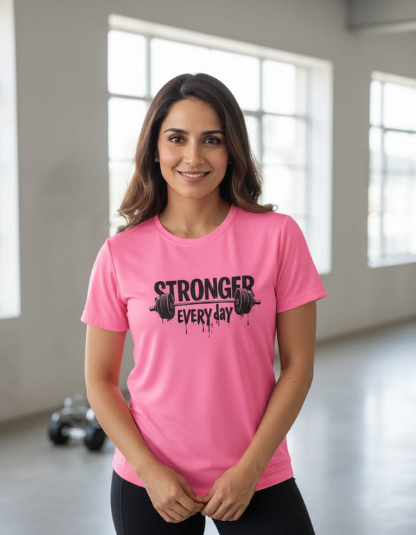 PINK STRONGER EVERY DAY PRINTED T-SHIRT FOR LADIES